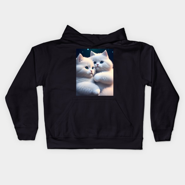 Adorable Kittens - Modern Digital Art Kids Hoodie by Ai-michiart